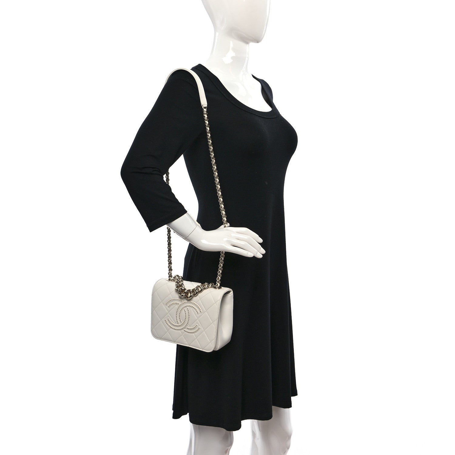 Chanel Lambskin Quilted Studded Beauty Begins Flap White 2 of 10