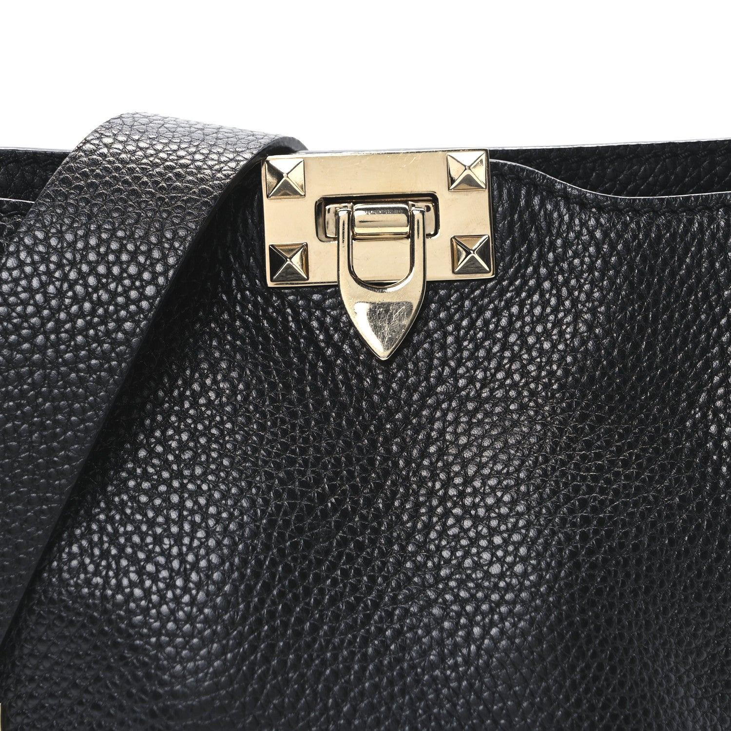 Valentino Garavani Pebbled Calfskin Mini Rockstud Flip-Lock Messenger Bag Black 7 of 9