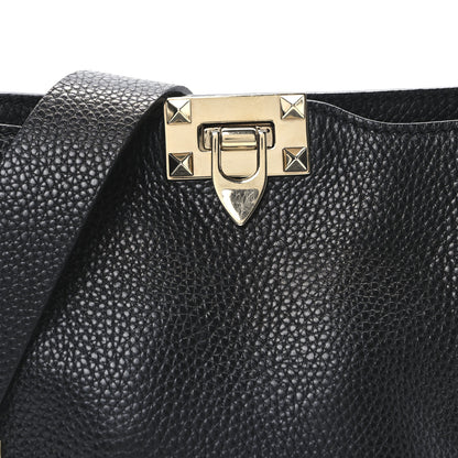 Valentino Garavani Pebbled Calfskin Mini Rockstud Flip-Lock Messenger Bag Black 7 of 9