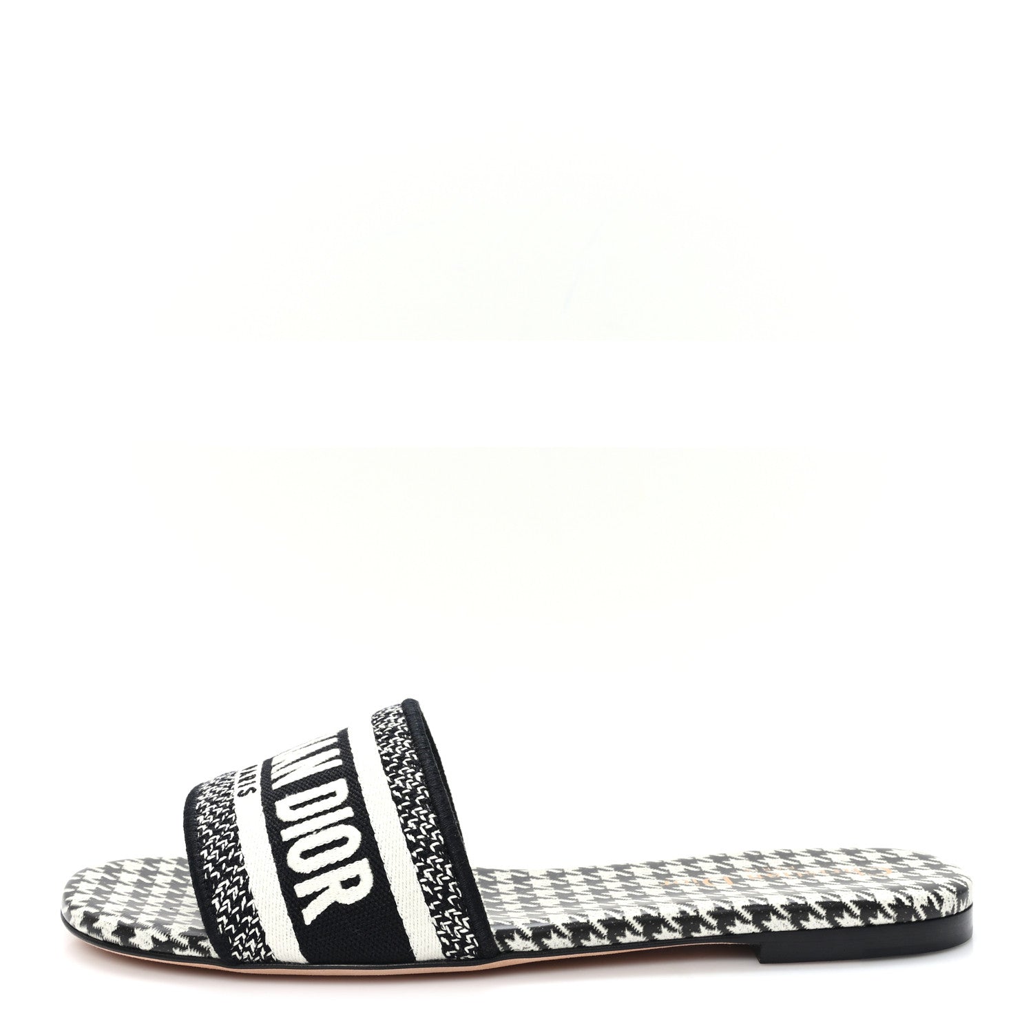 Christian Dior Canvas Millefiori Embroidered Dway Flat Slide Sandals 38 Black White 1 of 10