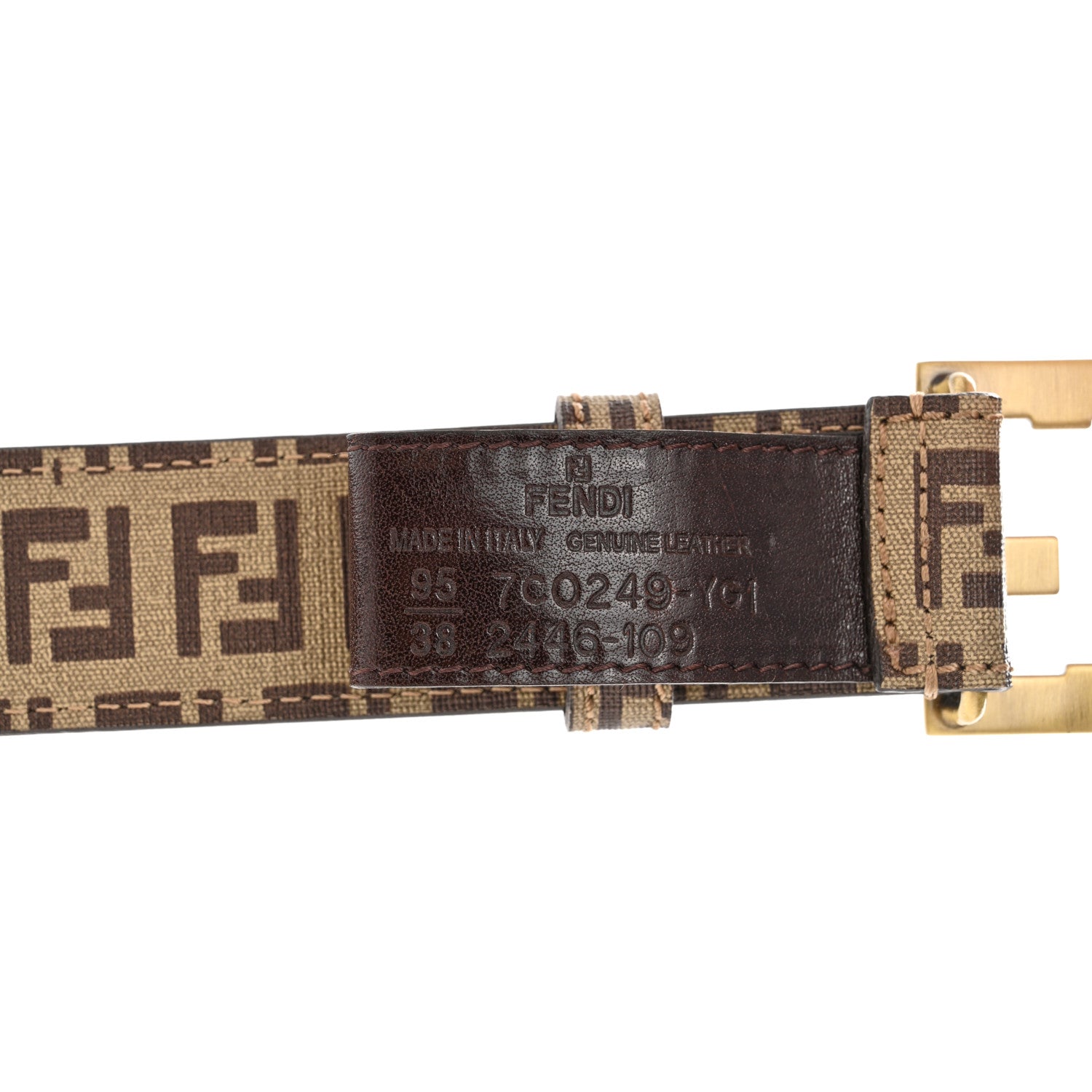 Fendi Zucchino Cuoio Belt 95 38 Beige Tortora Pietra 5 of 5