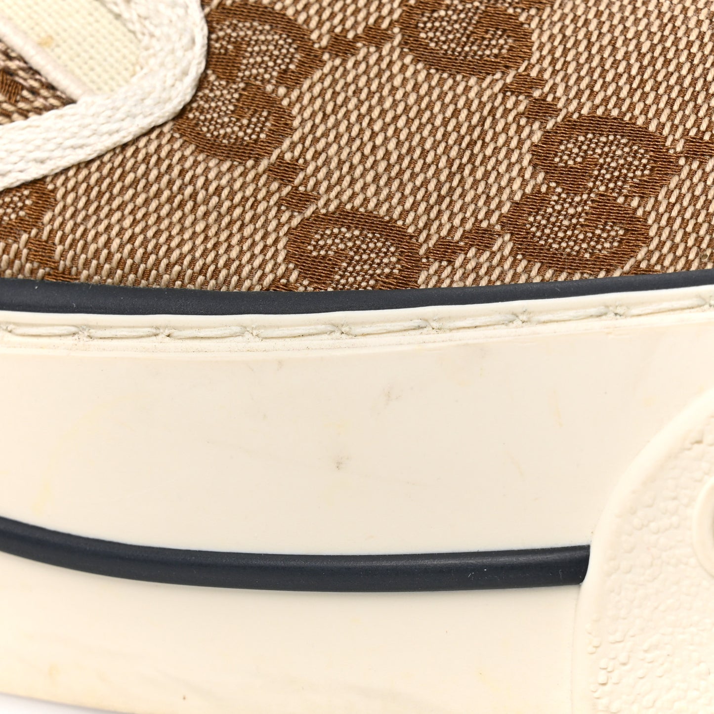 GG Monogram Womens 1977 Tennis Slip On 30mm Sneakers 39 Beige Ebony Mystic White