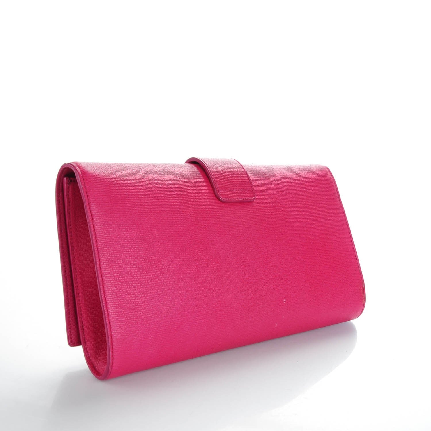 Saint Laurent Textured Calfskin Classic Y Ligne Clutch Fuchsia 3 of 7