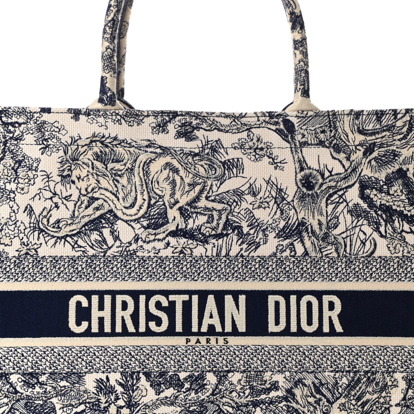 Canvas Embroidered Large Dioriviera Toile De Jouy Book Tote Blue