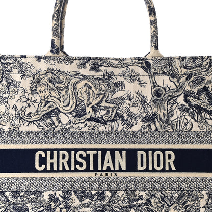 Christian Dior Canvas Embroidered Large Dioriviera Toile De Jouy Book Tote Blue 8 of 12