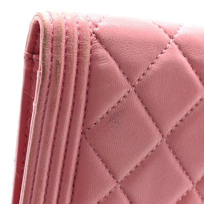 Chanel Lambskin Quilted Boy Yen Wallet Pink 16 of 20