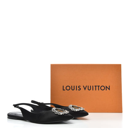 Louis Vuitton Satin Crystal Madeleine Slingback Ballerina Flats 38 Black 9 of 9