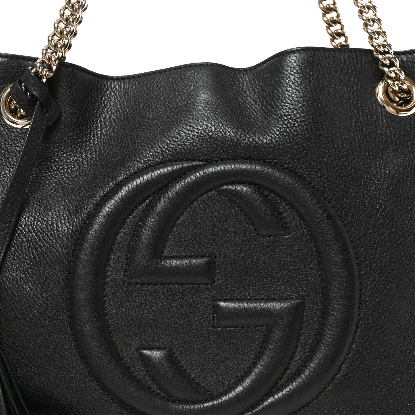 Pebbled Calfskin Medium Soho Chain Shoulder Bag Black