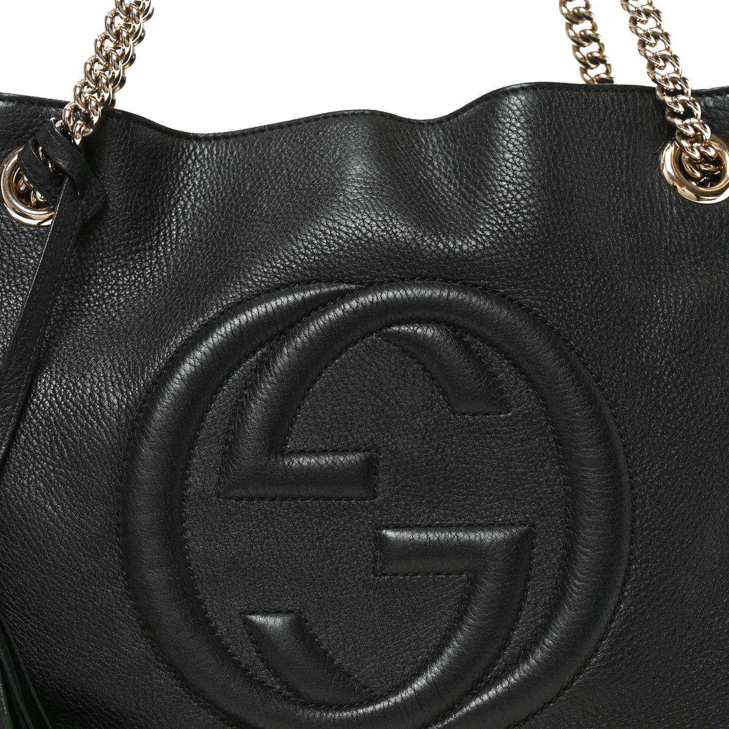 Gucci Pebbled Calfskin Medium Soho Chain Shoulder Bag Black 8 of 11