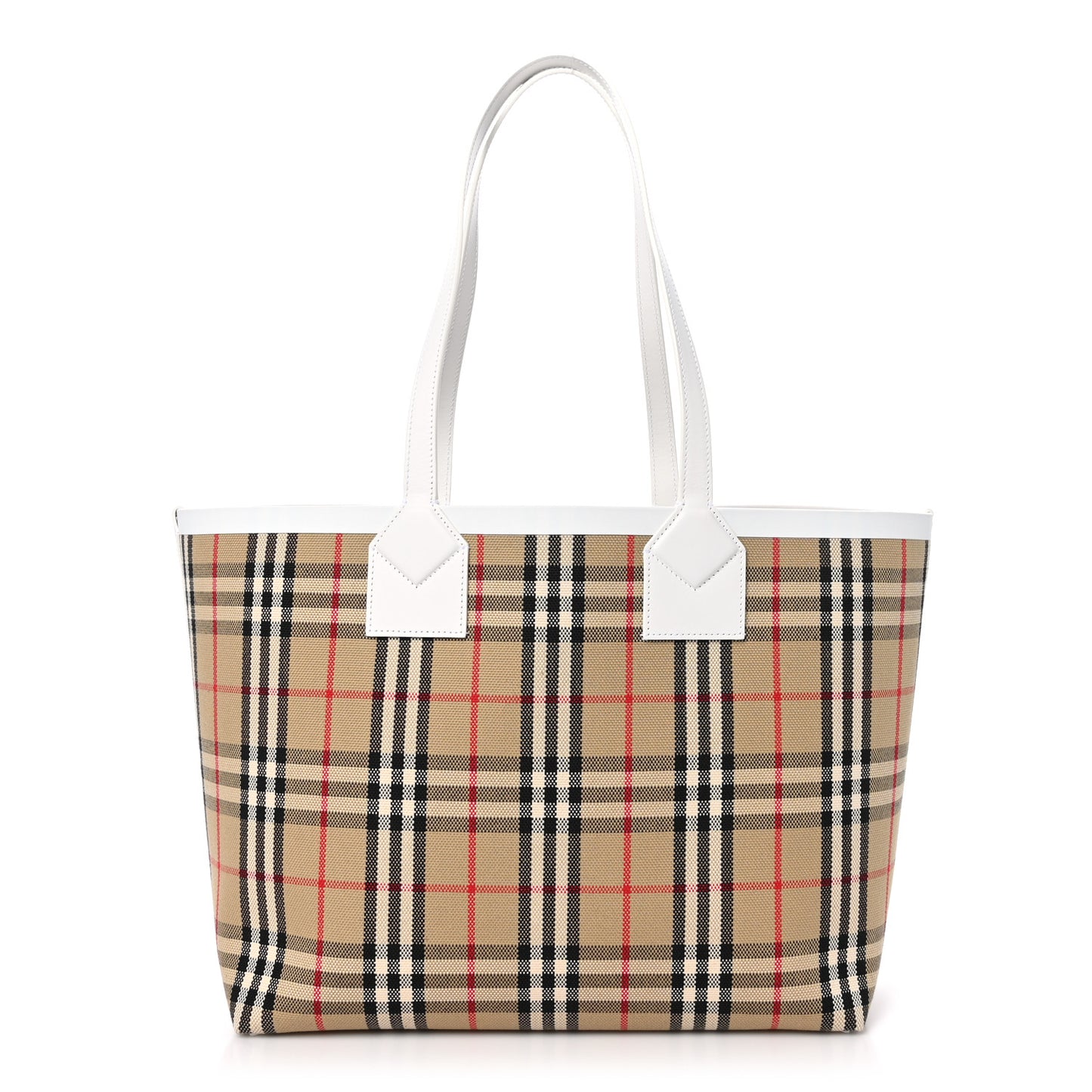Cotton Vintage Check Medium London Tote Bag White