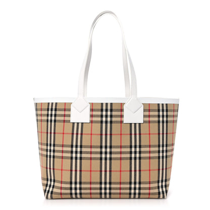 Burberry Cotton Vintage Check Medium London Tote Bag White 1 of 11