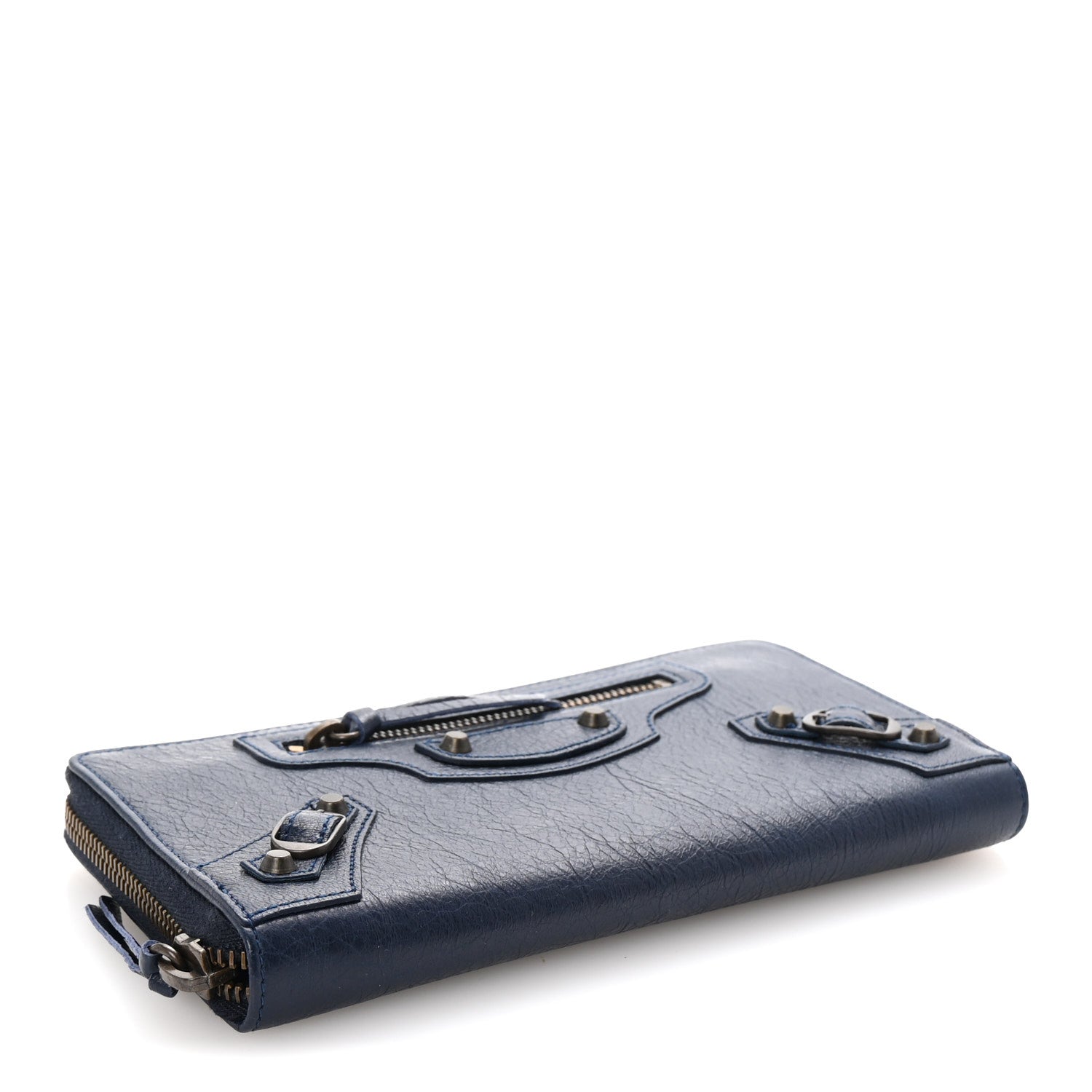 Balenciaga Agneau Classic Hardware Continental Zip Around Wallet Bleu Obscur 4 of 8
