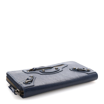 Balenciaga Agneau Classic Hardware Continental Zip Around Wallet Bleu Obscur 4 of 8