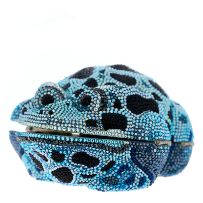 Judith Leiber Crystal Frog Minaudiere Chain Clutch Blue 10 of 12