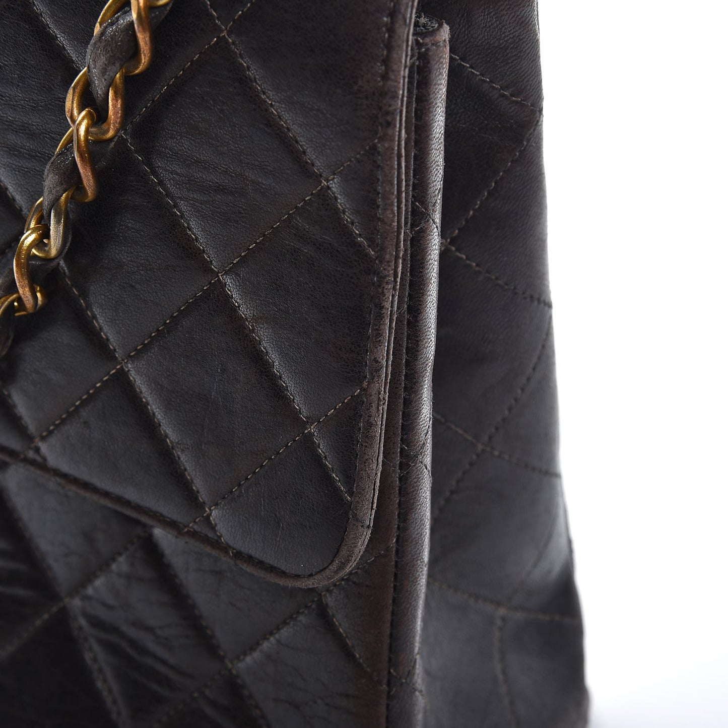 Lambskin Quilted Jumbo Single Flap Brown