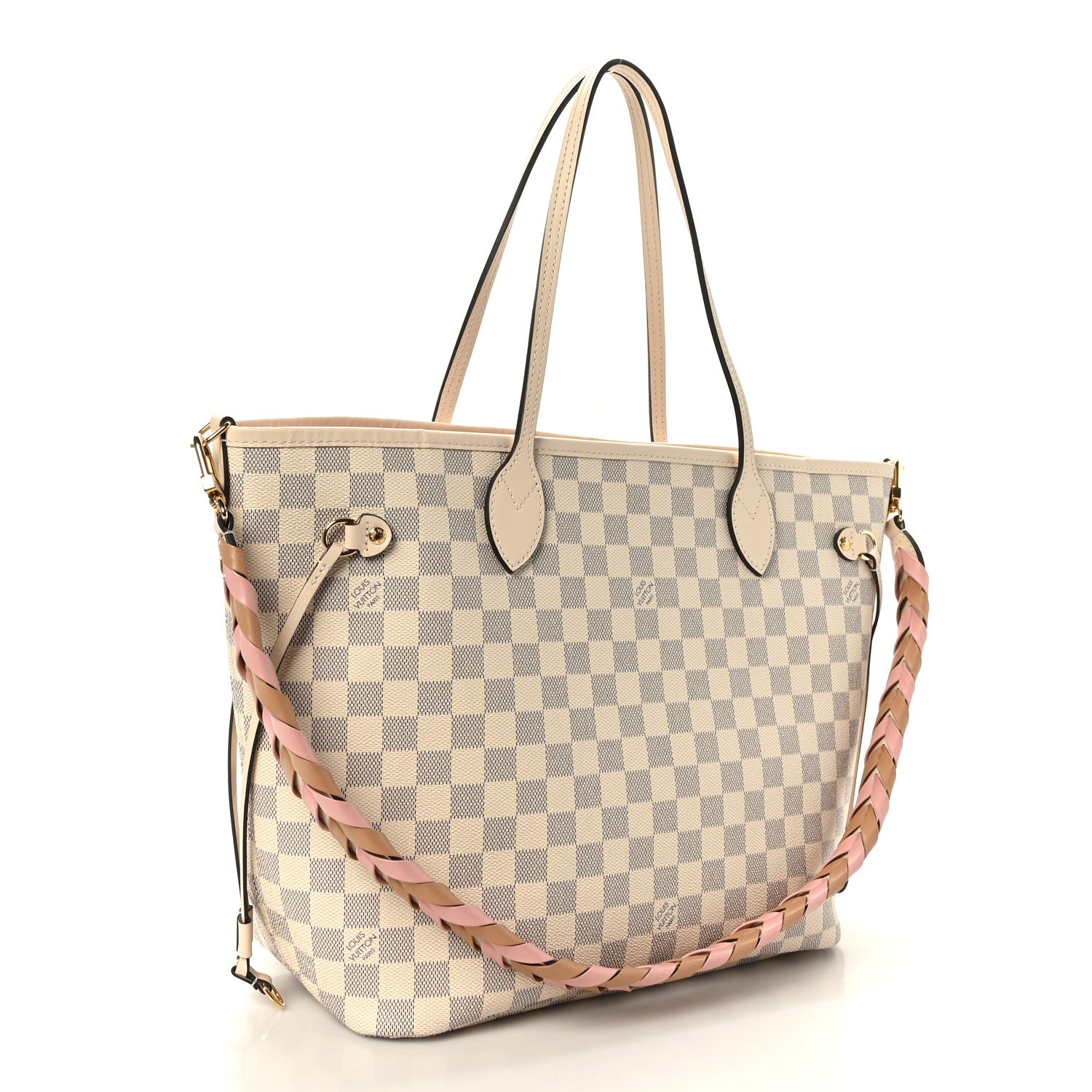 Louis Vuitton Damier Azur Braided Neverfull MM Pink 3 of 8