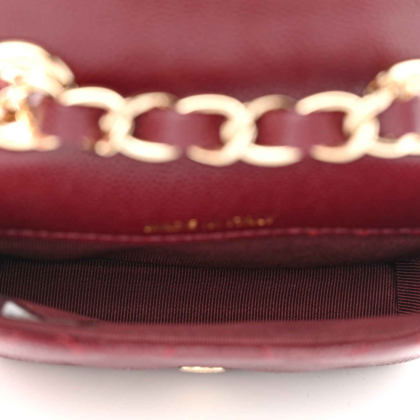 Caviar Quilted Mini Chain Belt Bag Burgundy