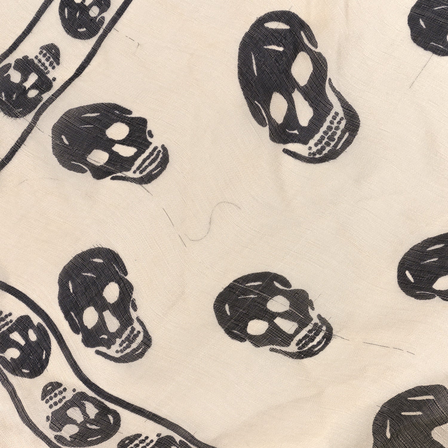 Alexander McQueen Silk Chiffon Skull Scarf Ivory Black 6 of 6