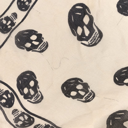 Alexander McQueen Silk Chiffon Skull Scarf Ivory Black 6 of 6