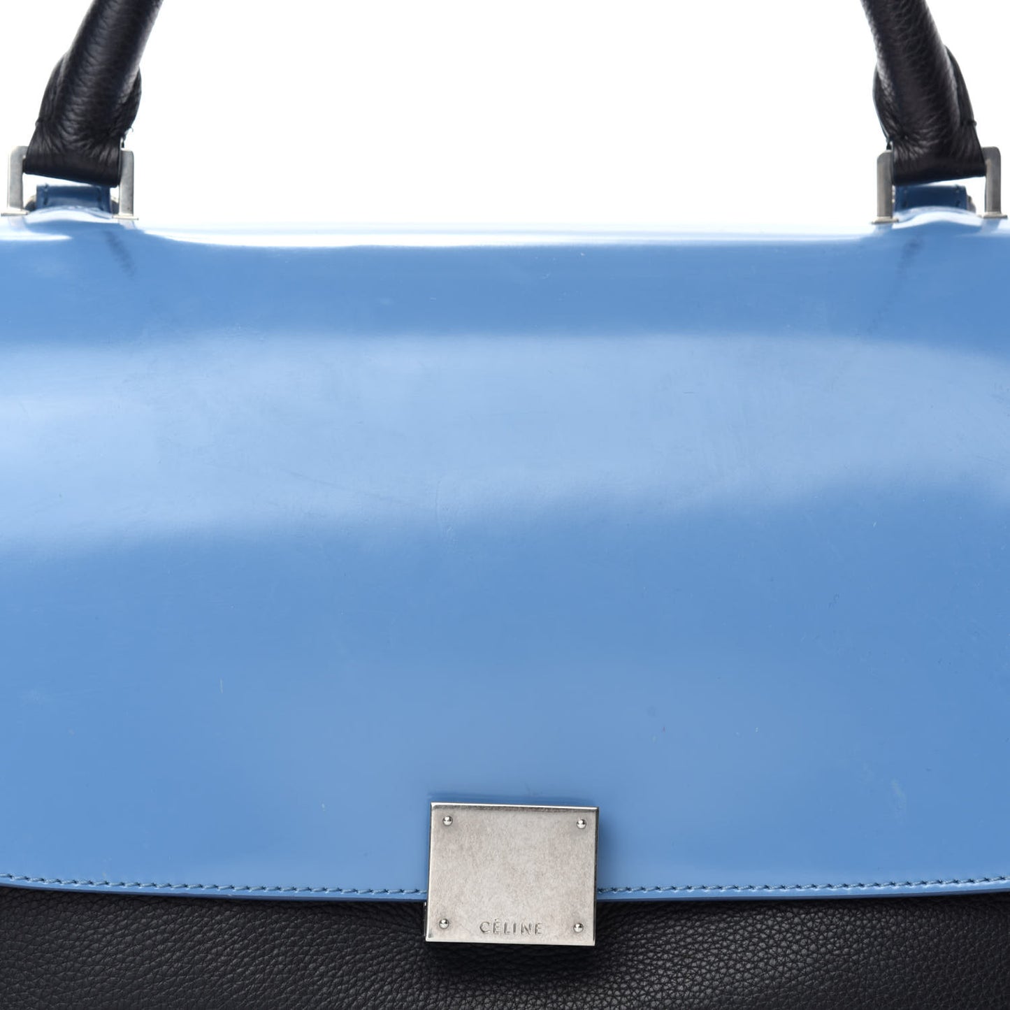 Smooth Calfskin Nubuck Small Tri-Color Trapeze Medium Blue