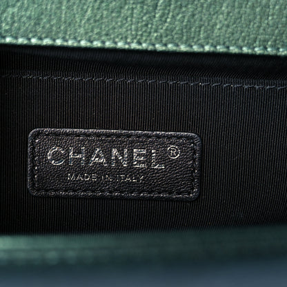 Chanel Iridescent Goatskin Quilted Medium Boy Flap Green 6 of 11