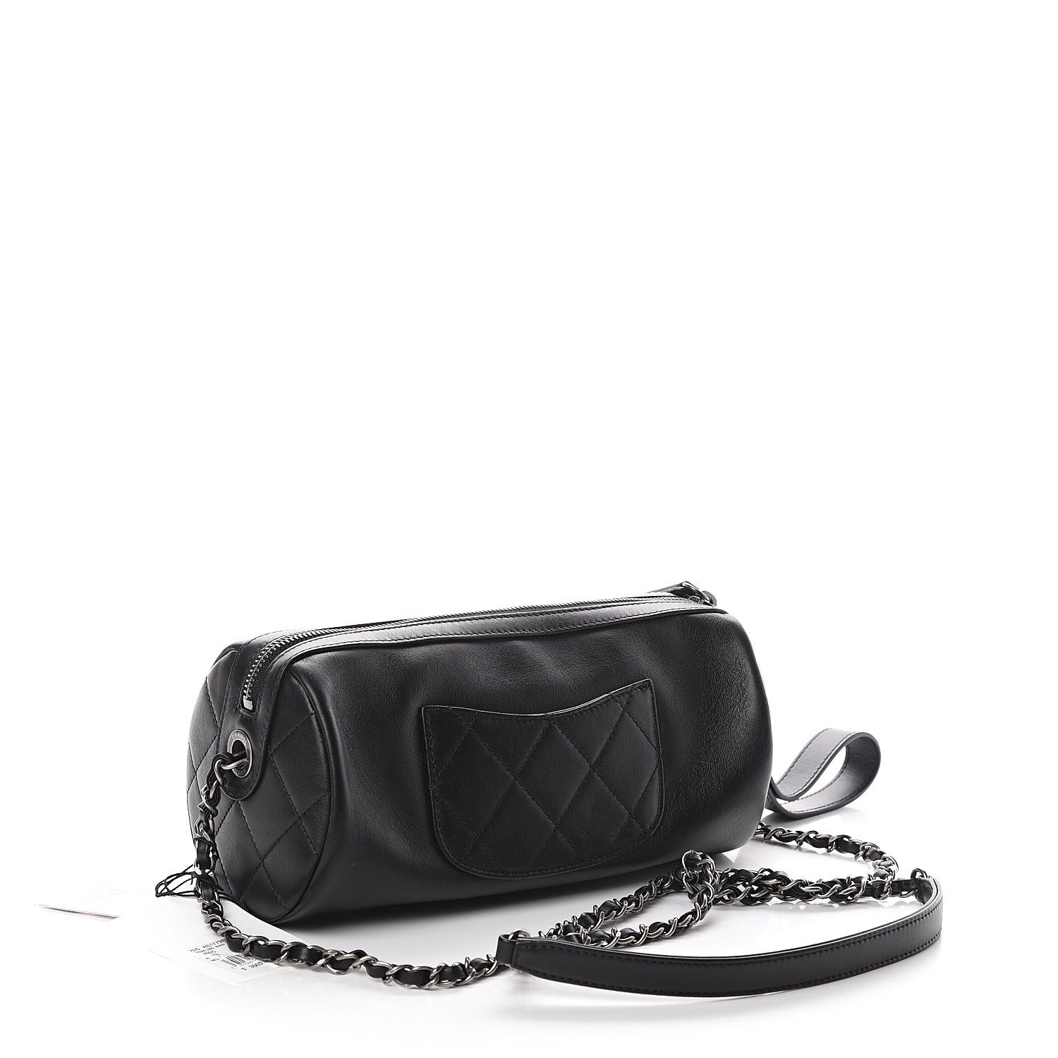 Chanel Calfskin Chain Signature Bowling Bag Black 2 of 9