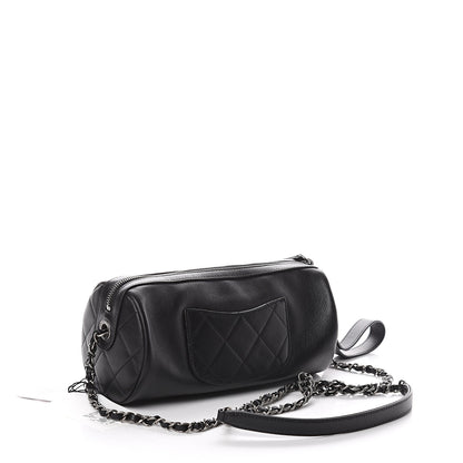 Chanel Calfskin Chain Signature Bowling Bag Black 2 of 9