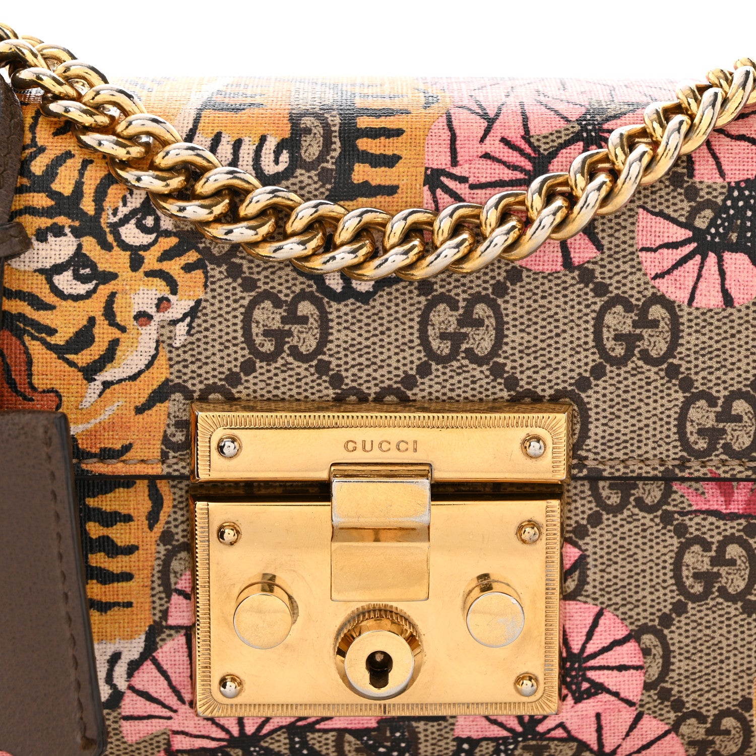 Gucci GG Supreme Monogram Bengal Small Padlock Shoulder Bag Beige Pink 9 of 13