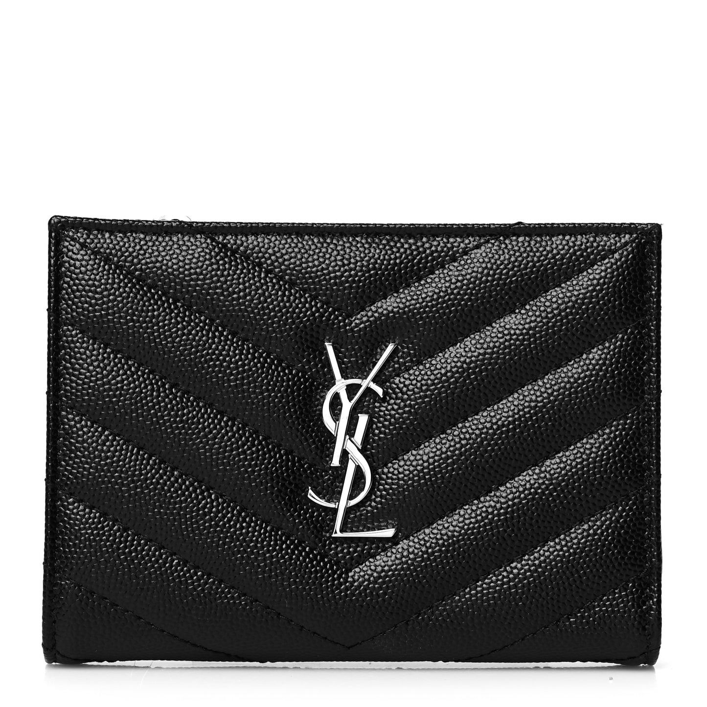 Grain De Poudre Matelasse Chevron Monogram Zipped Two-Part Wallet Black