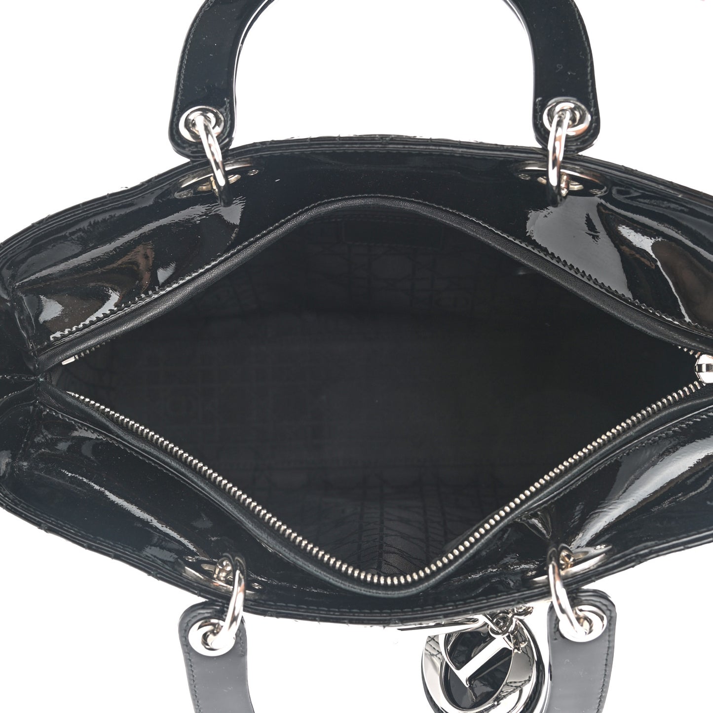Patent Cannage Large Lady Dior Black