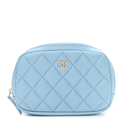 Chanel Caviar Quilted Small Curvy Pouch Cosmetic Case Light Blue 1 of 8