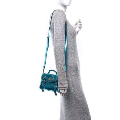 Mulberry Metallic Crinkled Calfskin Mini Alexa Portobello Blue 2 of 9