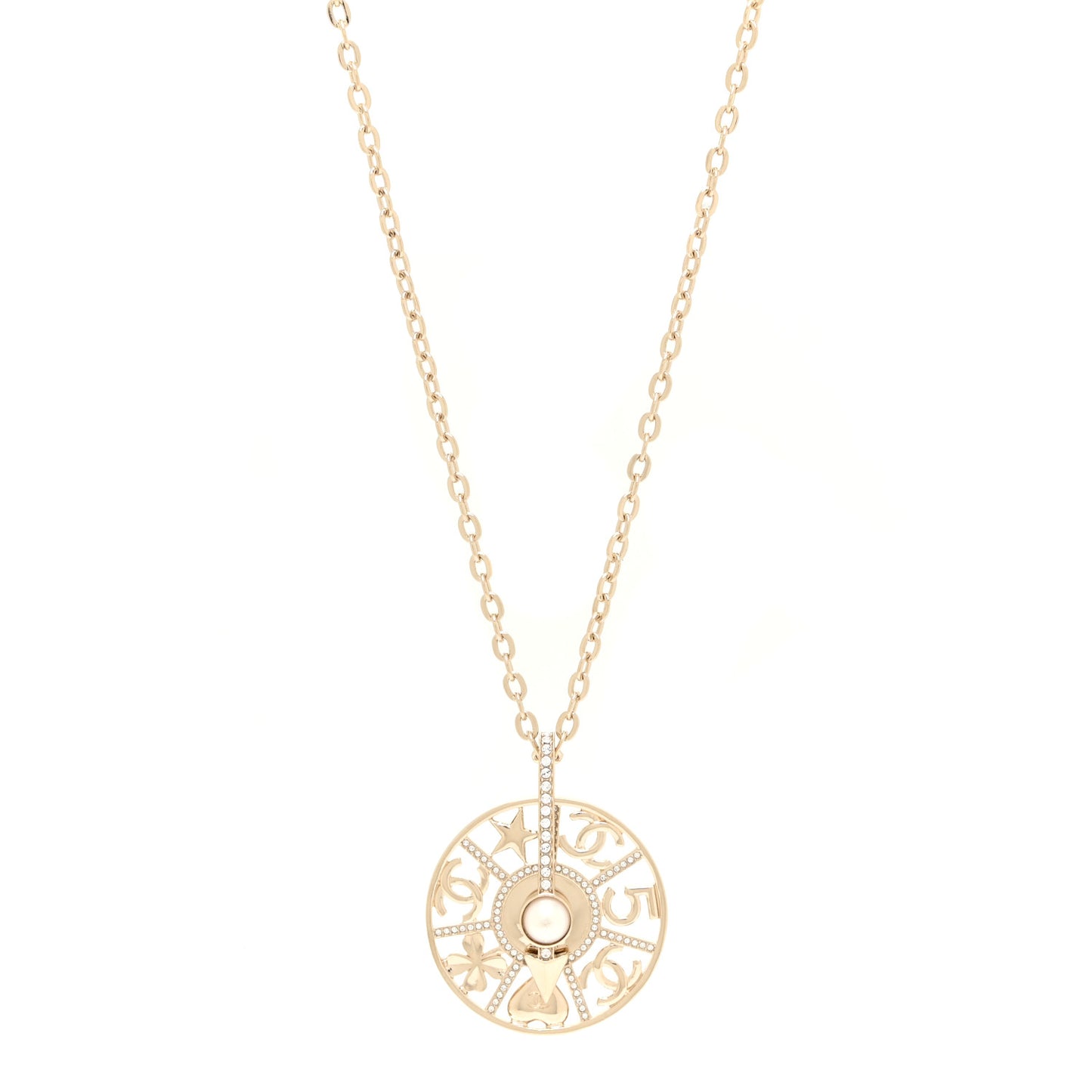 Crystal CC Lucky Charms Pendant Necklace Gold
