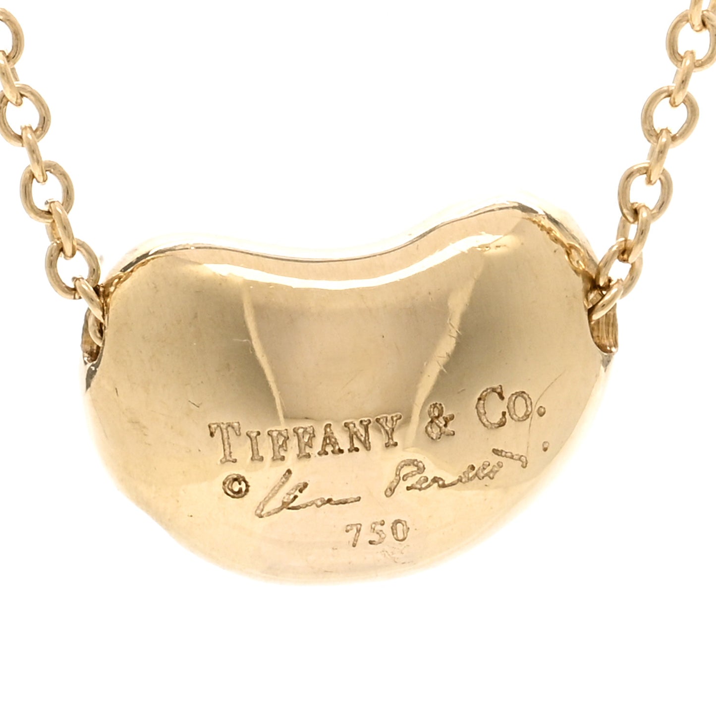 18K Yellow Gold Diamond Elsa Peretti Bean Pendant Necklace