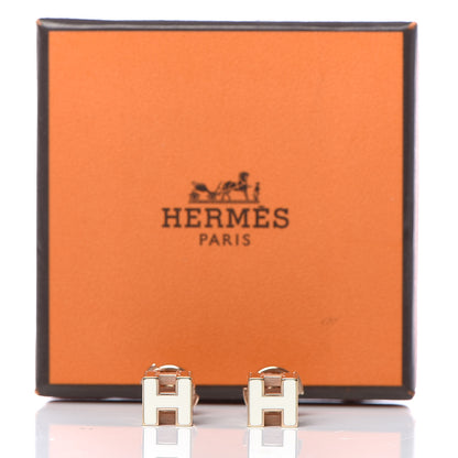 Hermes Rose Gold Plated Cage d'H Earrings White 5 of 5
