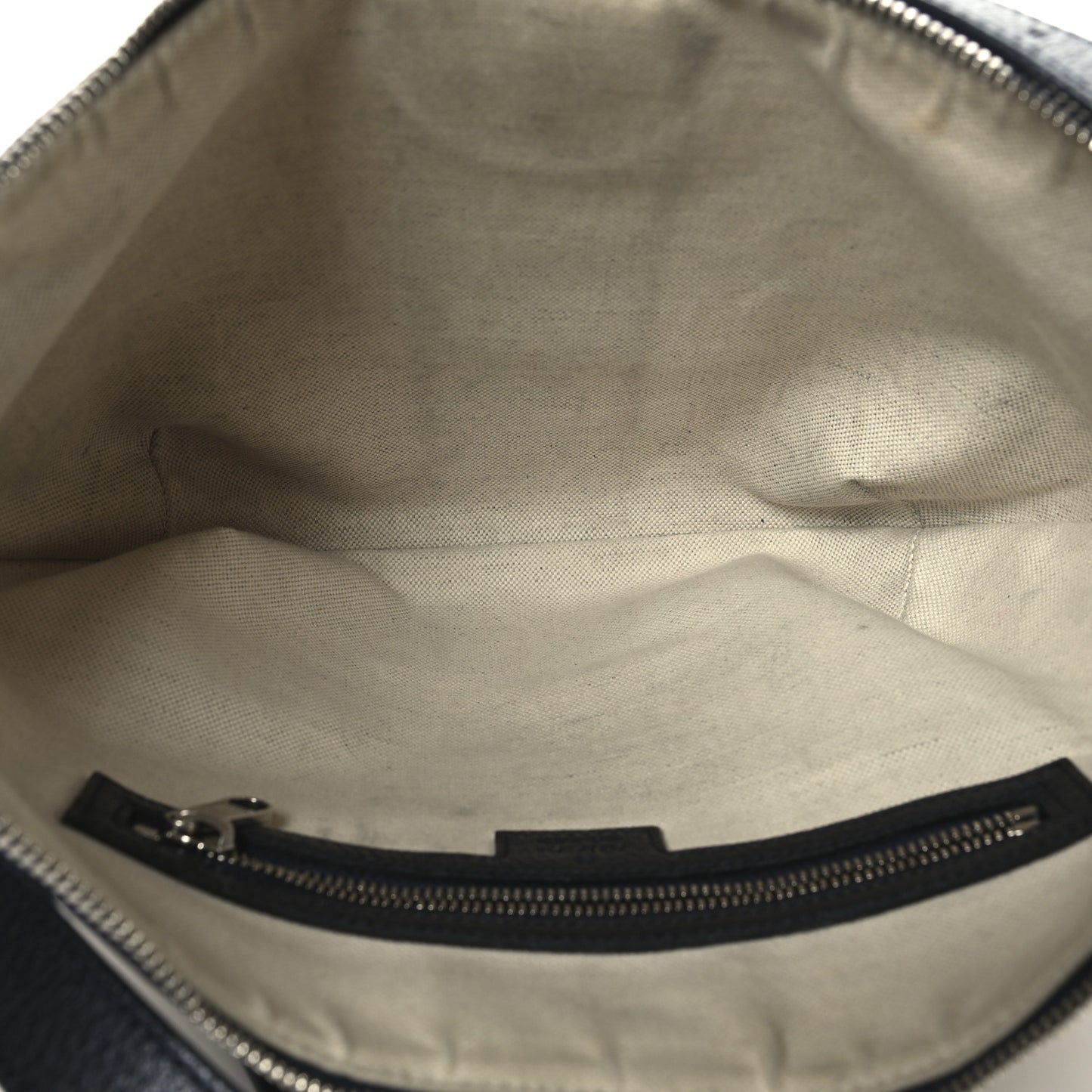 GG Supreme Monogram Textured Dollar Calfskin Web Small Ophidia Half Moon Hobo Beige Blue