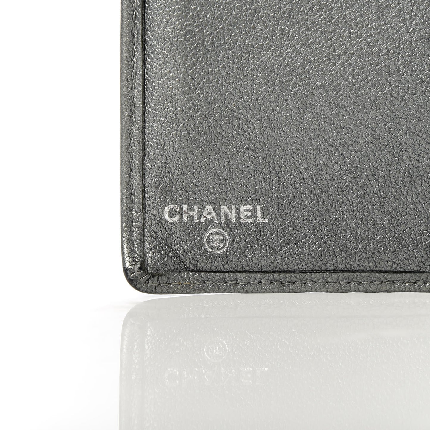 Metallic Goatskin CC Yen Wallet Silver