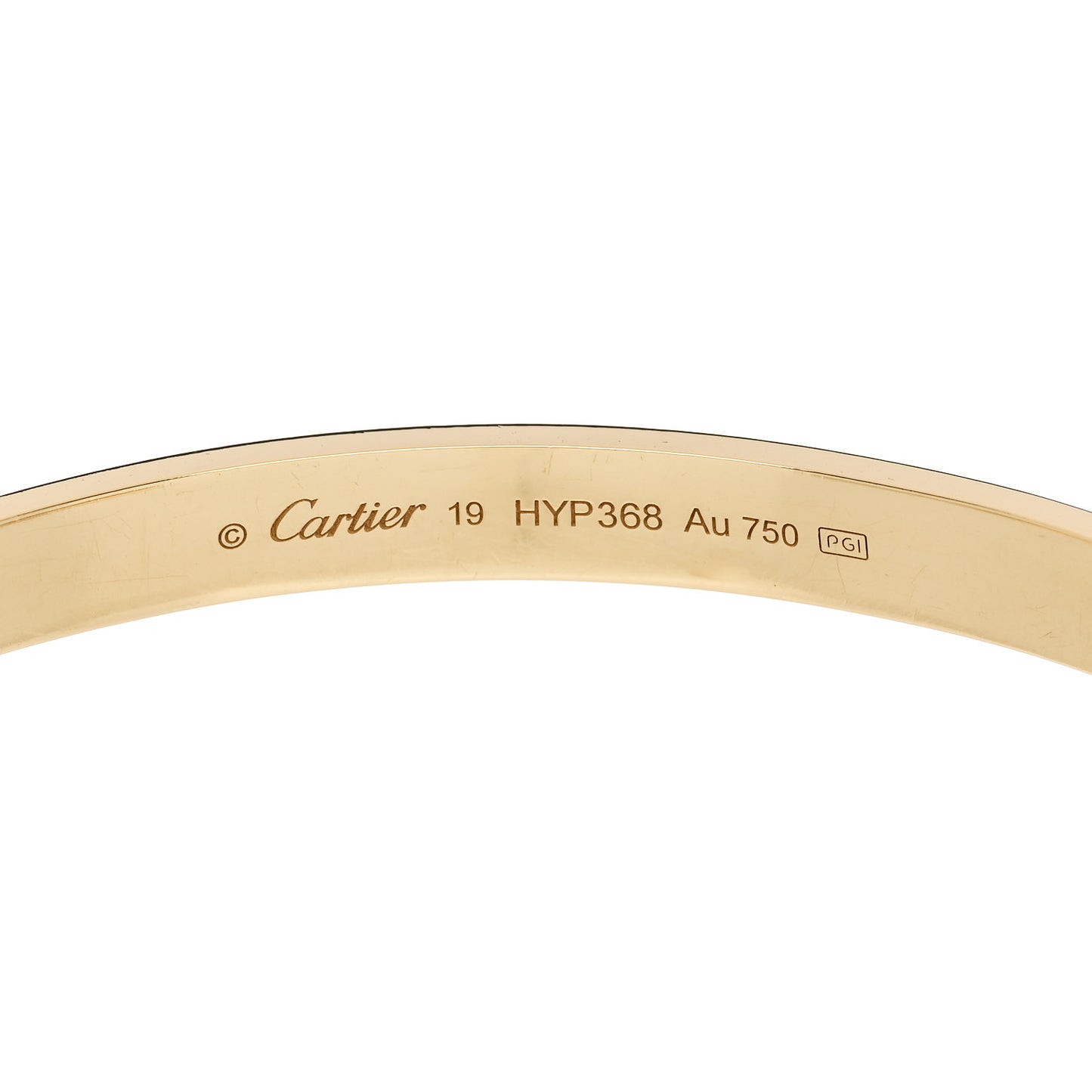 18K Yellow Gold LOVE Cuff Bracelet 19