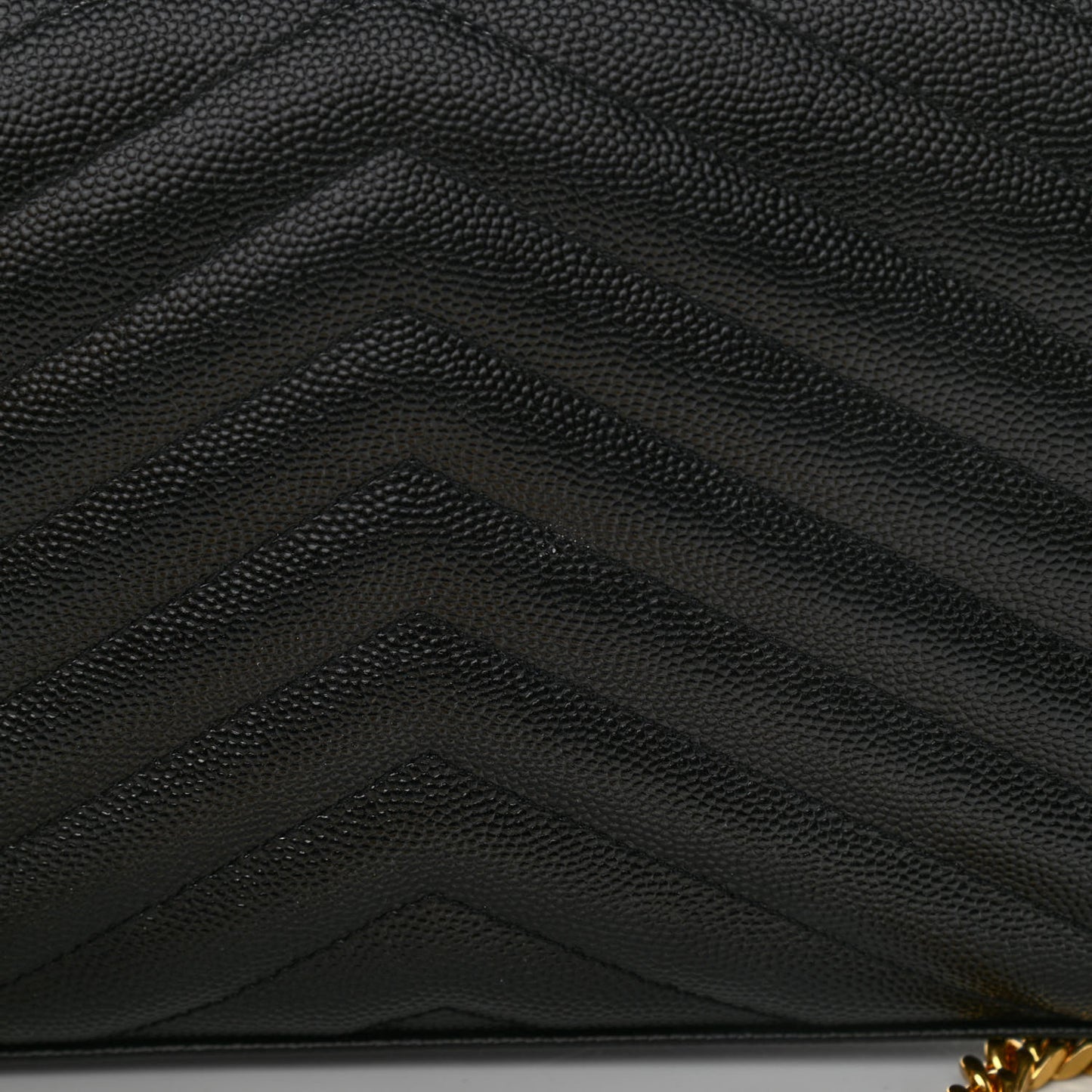 Grain De Poudre Matelasse Chevron Monogram Chain Wallet Black