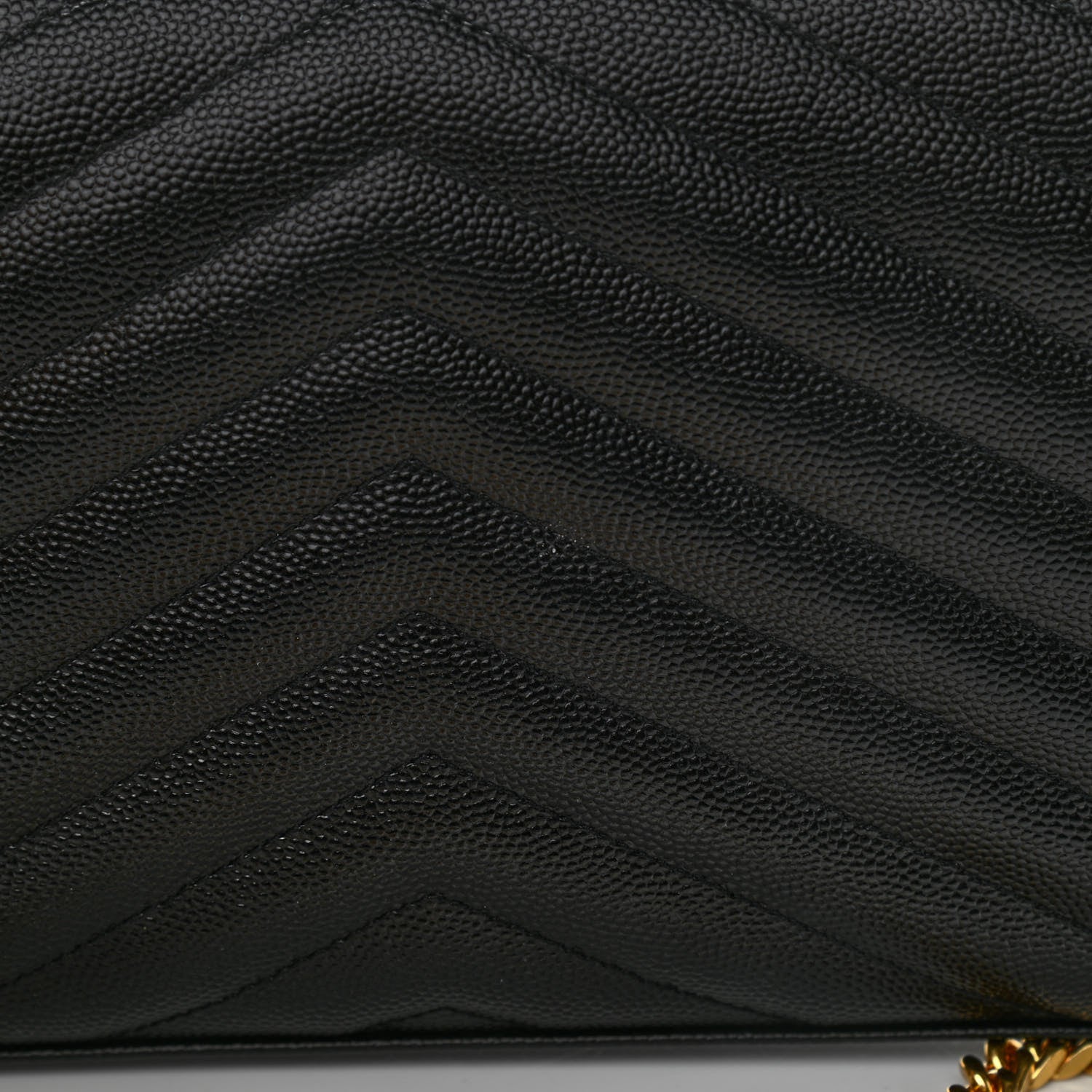 Saint Laurent Grain De Poudre Matelasse Chevron Monogram Chain Wallet Black 10 of 11