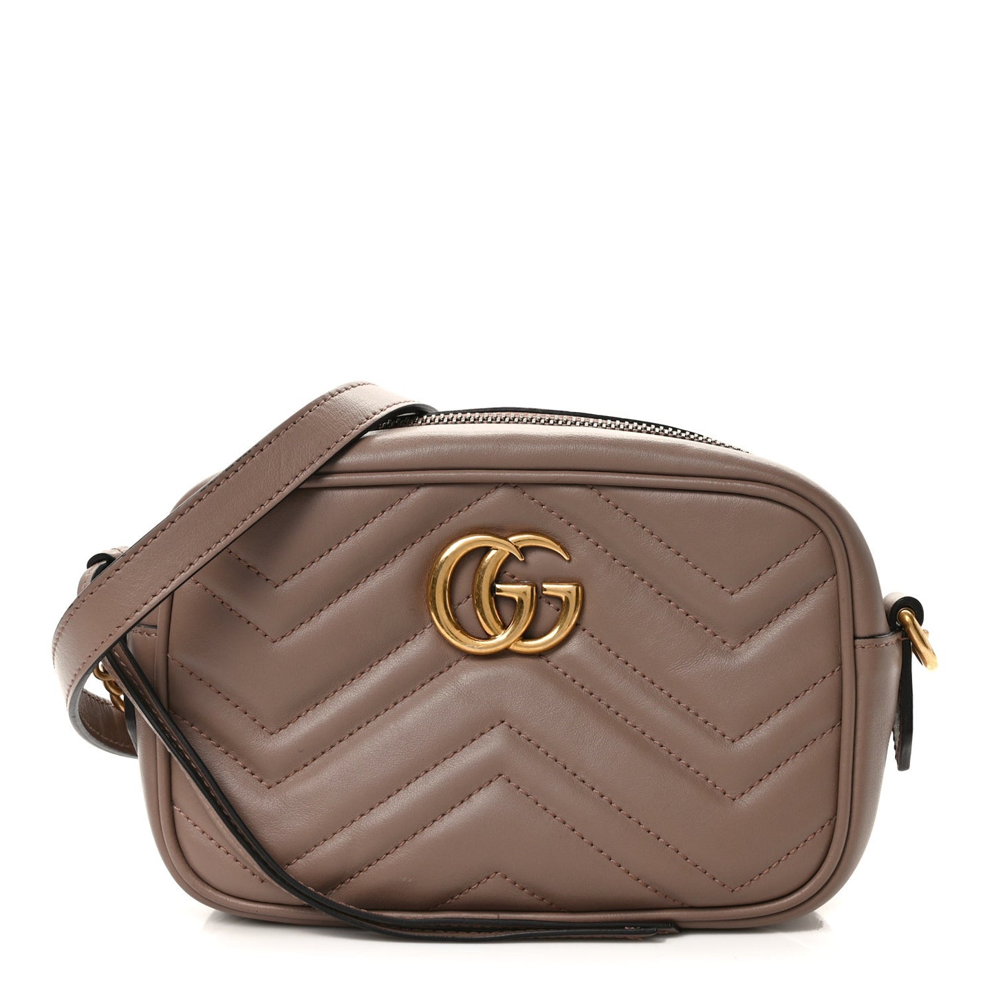 Calfskin Matelasse Mini GG Marmont Chain Shoulder Bag Porcelain Rose