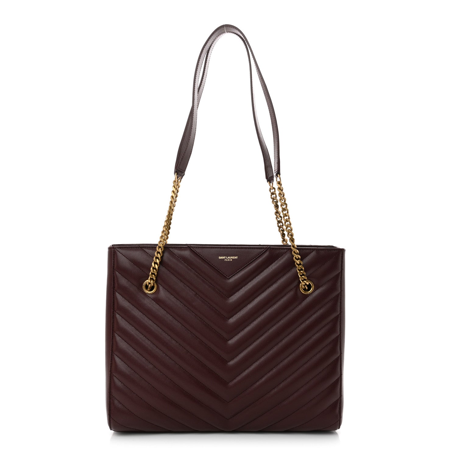 Saint Laurent Grain de Poudre Matelasse Chevron Medium Tribeca Shopping Bag Rouge Legion 1 of 10