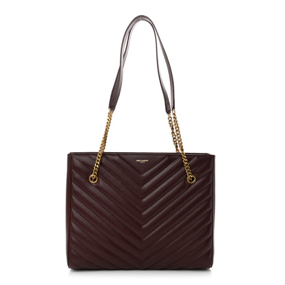 Saint Laurent Grain de Poudre Matelasse Chevron Medium Tribeca Shopping Bag Rouge Legion 1 of 10