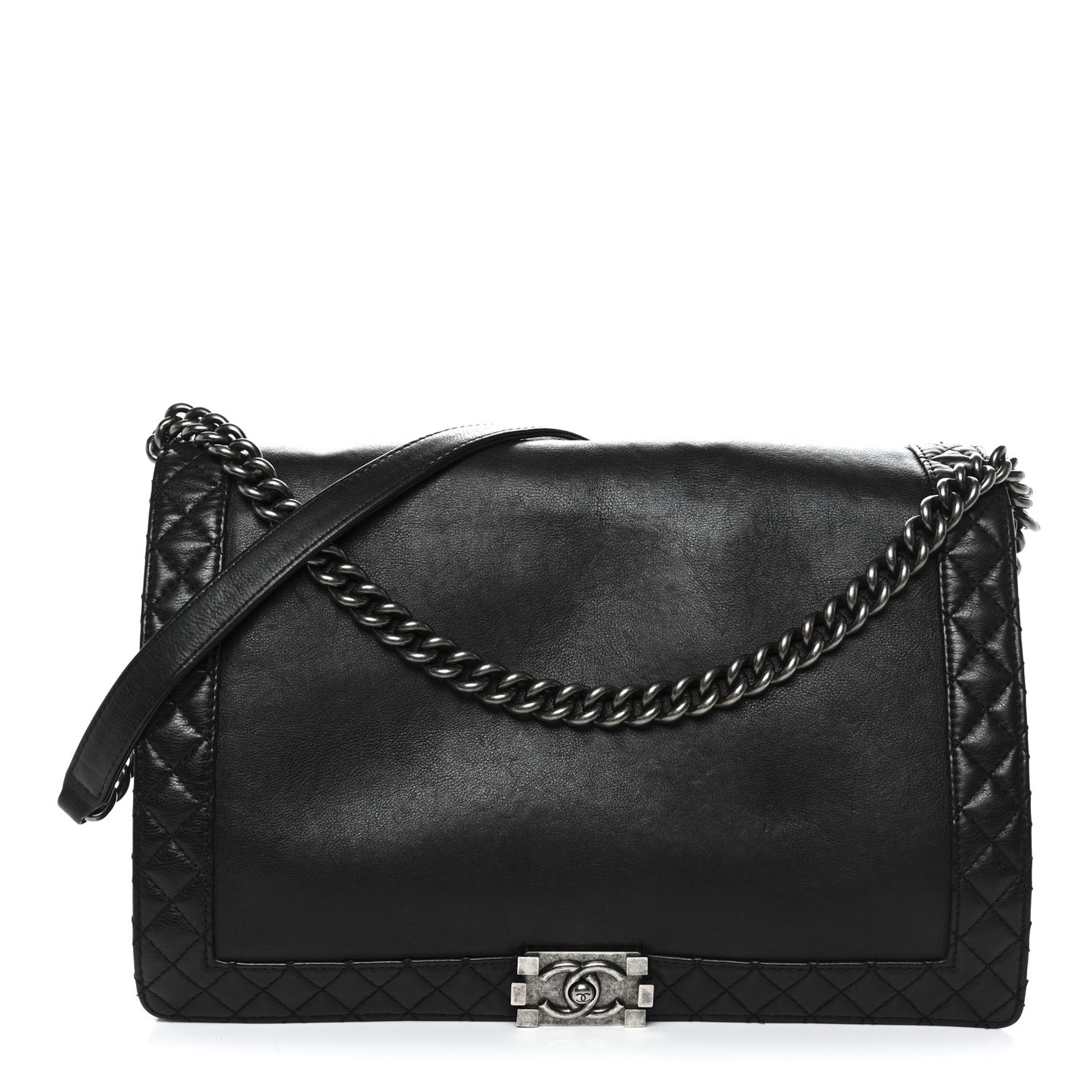 Calfskin Large Boy Reverso Flap Black