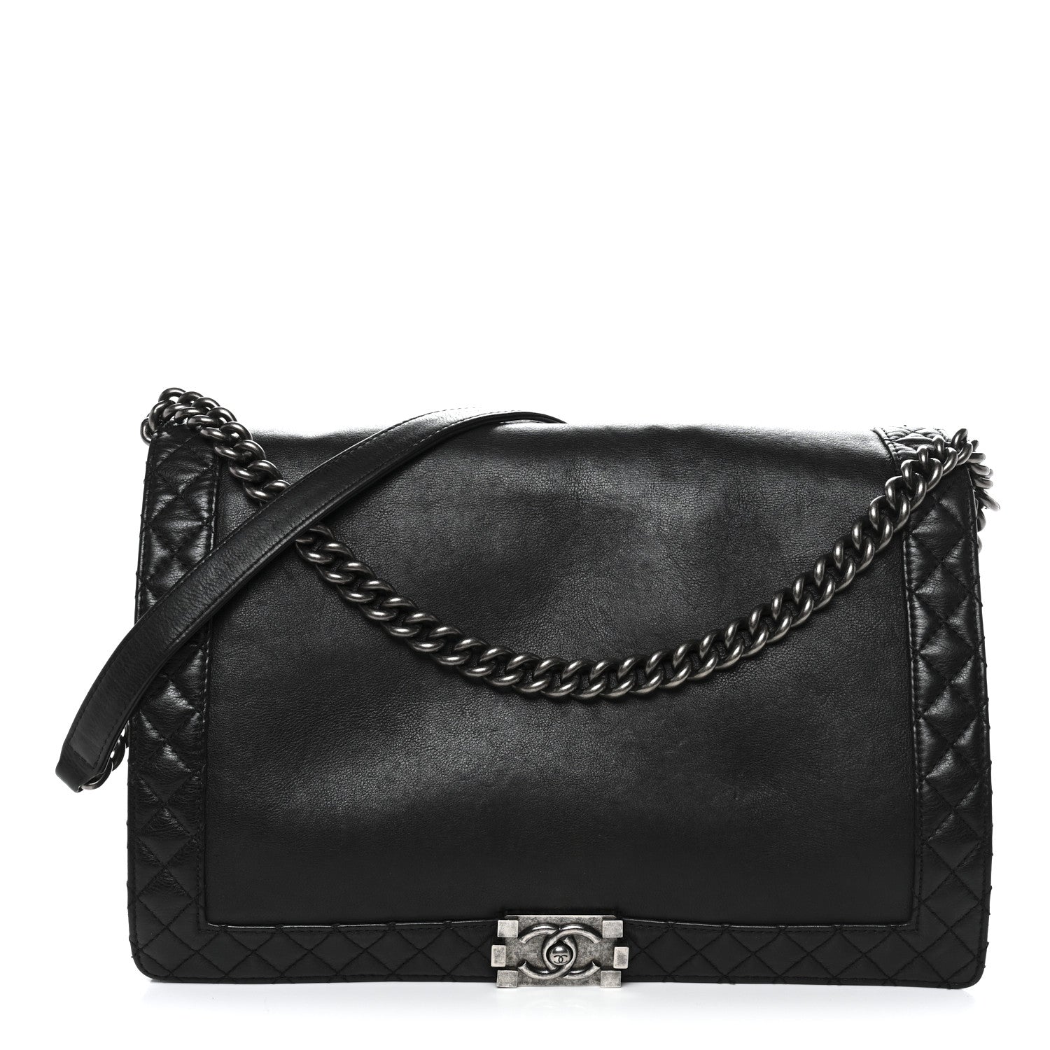Chanel Calfskin Large Boy Reverso Flap Black 1 of 10