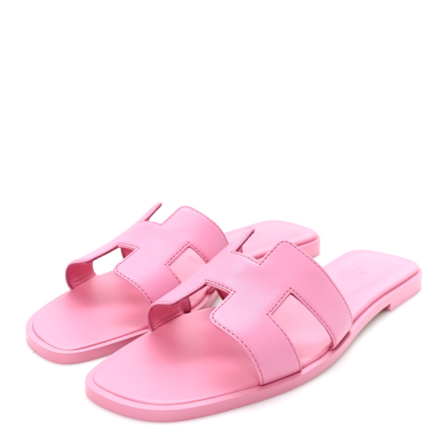 Hermes Box Calfskin Oran Sandals 37.5 Rose Petale 4 of 9