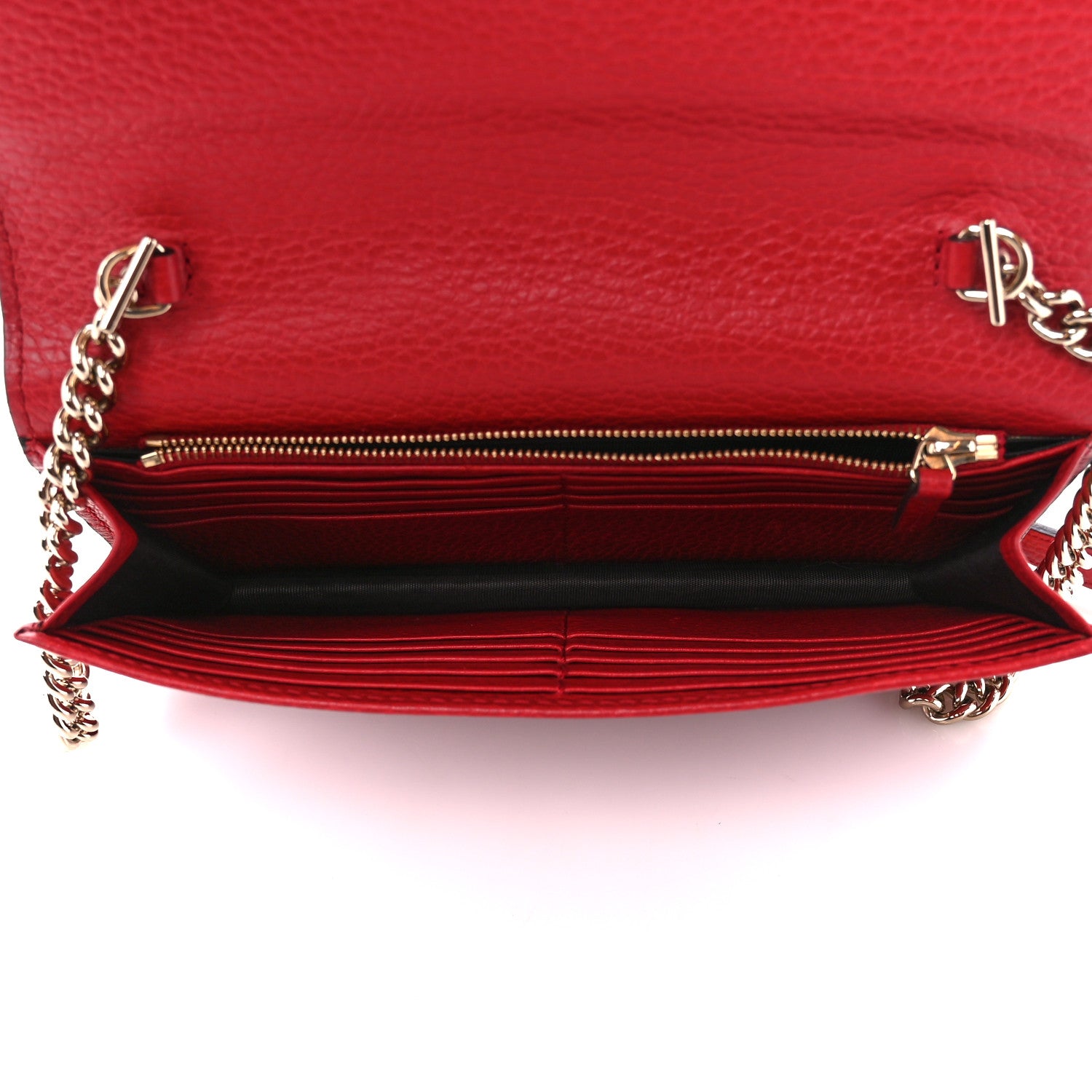 Gucci Dollar Calfskin Interlocking G Chain Wallet Red 5 of 9