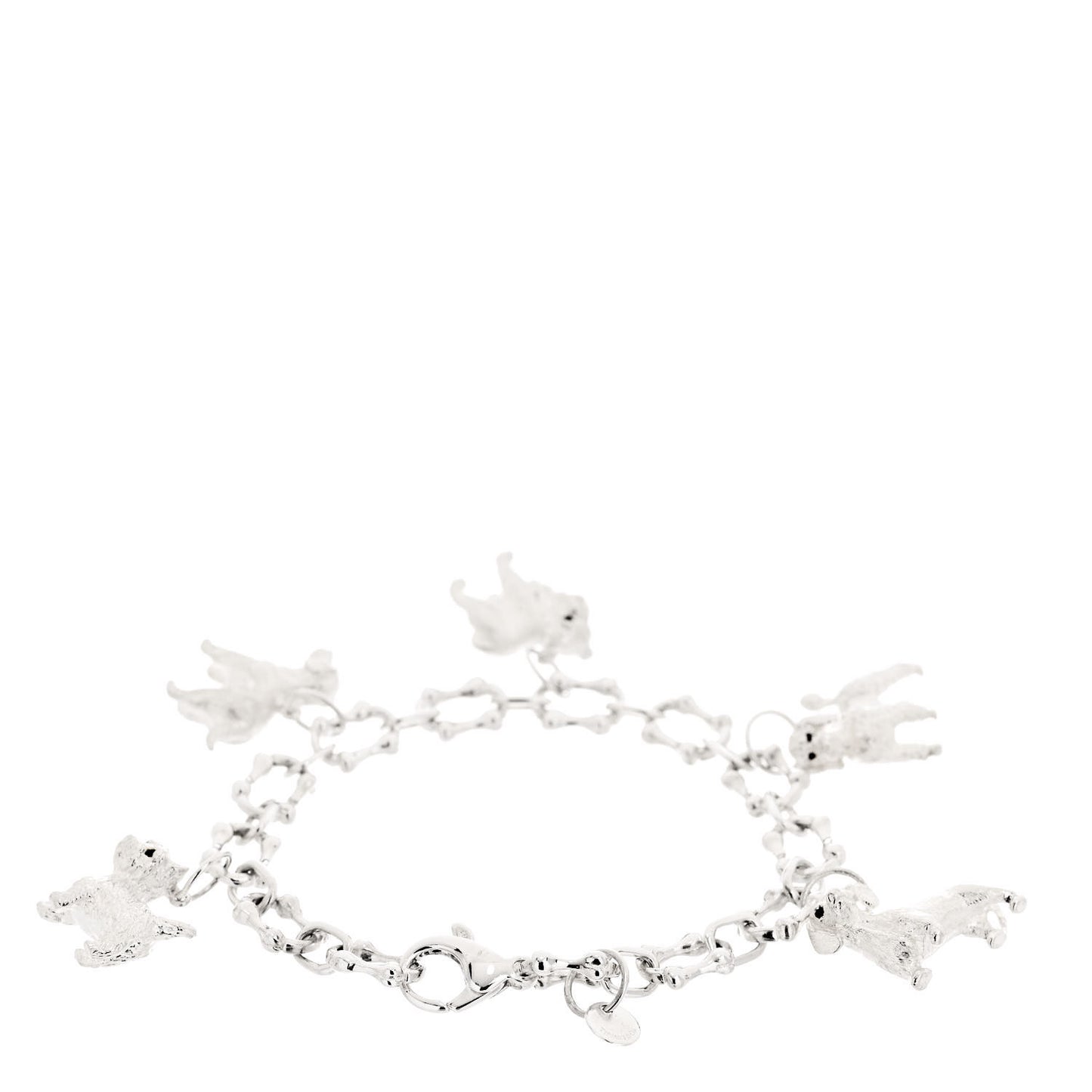 Sterling Silver Five Dog Charm Bone Link Bracelet