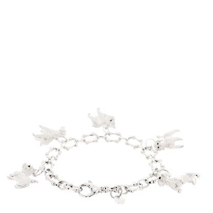 Tiffany Sterling Silver Five Dog Charm Bone Link Bracelet 2 of 5