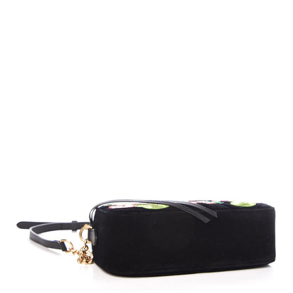 Gucci Velvet Matelasse Deer Embroidered Small GG Marmont Chain Shoulder Bag Black 4 of 8